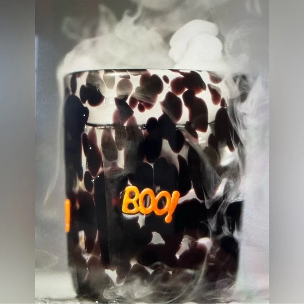 NEW Anthropologie Mystic Confetti juice glass BOO Icon Halloween Hand Blown